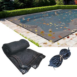 14ft x 26ft Pool Leaf Nets for In-Ground Swimming Pools Cover, Durable Rectangula Mesh Pool Leaf Net Cover with Grommets and Rope, Professional Grade Winter Autumn Summer Pool Safety Cover, Black