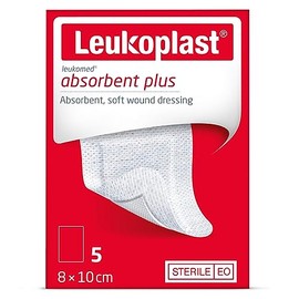 Leukoplast Leukomed Absorbent Plus Dressings - Soft Cushioning Breathable Fabric Wound Plaster for Cuts & Blisters - 5pcs 8cm x 10cm