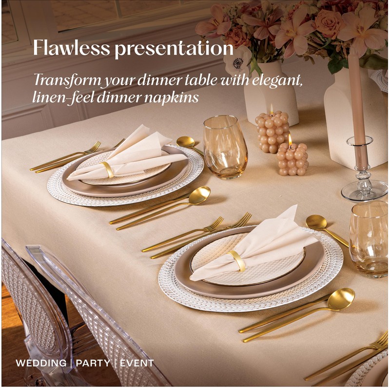 50-Pack Disposable Linen-Feel Blue Napkins, 12" x 17" Cloth-Like Paper