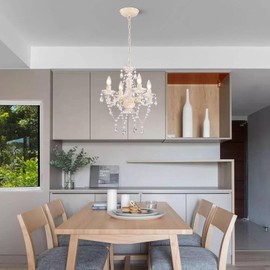 Mini Crystal Chandelier Acrylic Beige Chandelier Lighting 4 Light Modern Hanging Light Fixtures