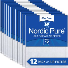 Nordic Pure 16x25x 1/2 Half Inch Ring Panel MERV 12 Furnace Air Filters 12 Pack