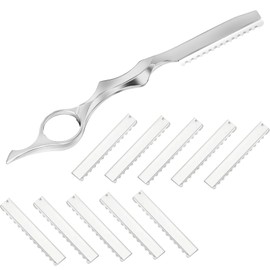 11 piezas peine de afeitar para peinar el cabello peinado peinado peinado pelo peine de afeitar con cuchillas de repuesto de acero inoxidable para uso doméstico de salón (plata)