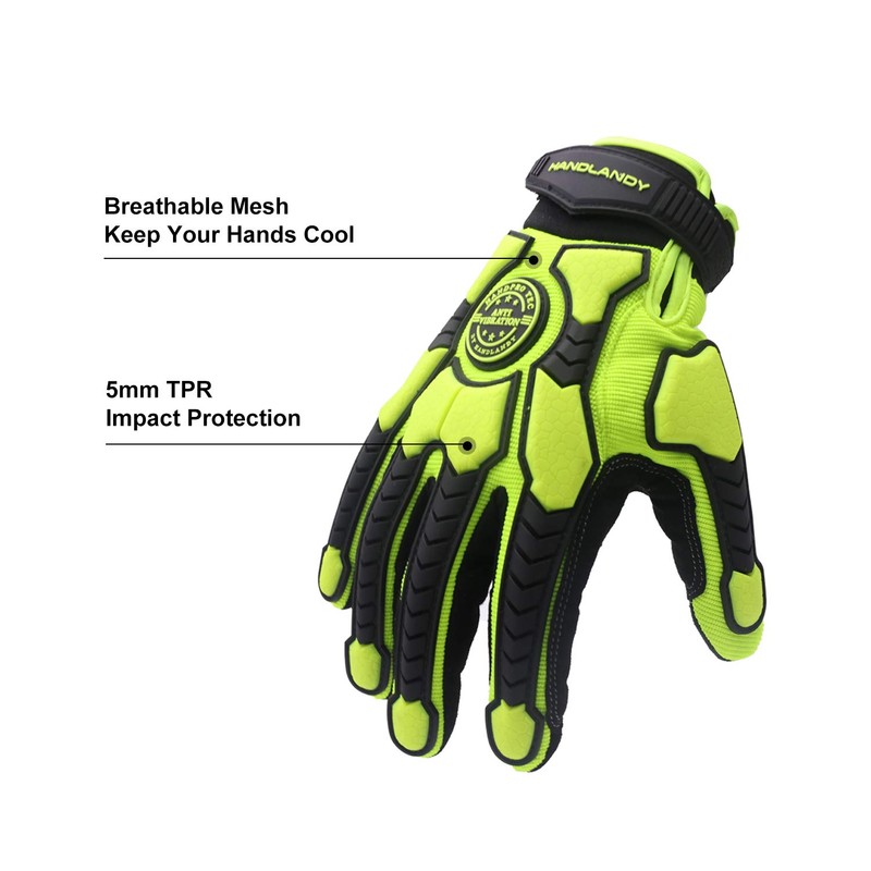 HLDD HANDLANDY Heavy Duty Work Gloves, SBR Padding, TPR Protector