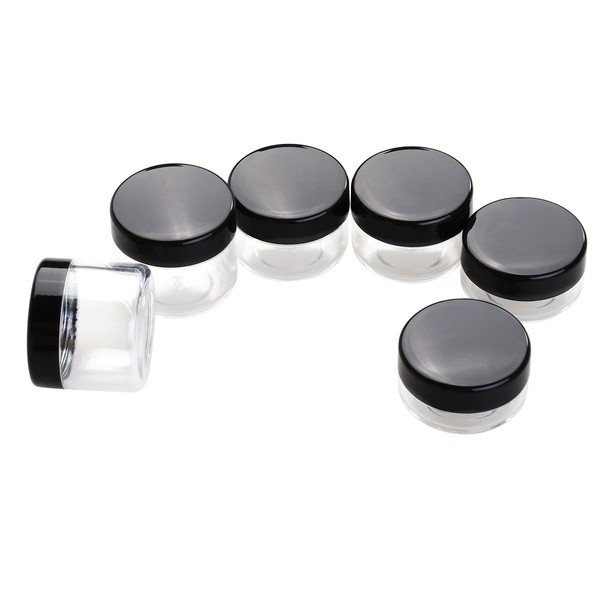 Frcolor Set of 6 Empty Clear Boday Black Top Lid Plastic Pattern Containers 10/15/20 Grams Size Cosmetic Container Pot Glasses Eyeshadow Container