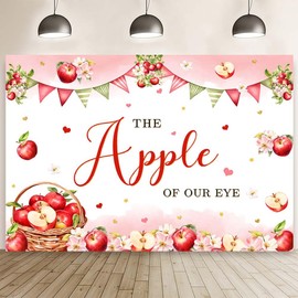 MEHOFOND 7x5ft Fall Apple Theme Photography Backdrop The Apple of Our Eye Baby Shower Decorations Autumn Floral Baby Shower Party Party Supplies
