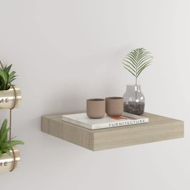 vidaXL Floating Wall Shelf in Oak with Invisible Mounting - Honeycomb MDF and Metal, Compact Size for Home and Office Decor
