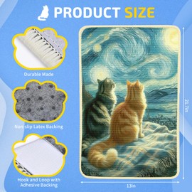 Sisal Cat Scratcher Mat,Decorative 22" x 13"Scratching Pad with Velcro Tape and Toy,Wear Resistant Cat Scratching Wall Scratchers for Floor Carpet Couch Furniture (MonaLi Cat)