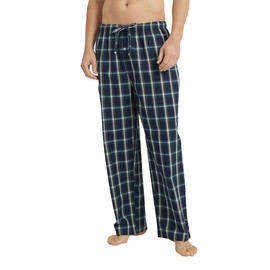 Vulcanodon 2 Pack Men's Cotton Pajama Pants, Soft Woven Pajama Pants for Men Plaid Pj Bottoms(DARK BLUE +AQUA BLUE,M)