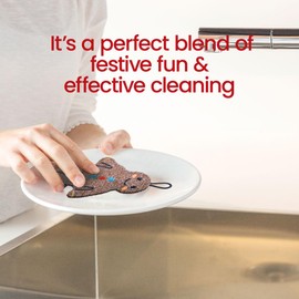 Vigar Gingerbread Man Scrubber Sponge – 3 Pack, Seasonal Design, Ergonomic Shape, Versatile Use, Durable and Robust, Eco-Conscious Materials, Ideal for Kitchen Cleaning