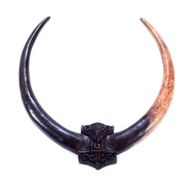 Windalf Vikings Torques THYR Thor's Hammer Odin Jewellery Viking Choker Vintage Jewellery Handmade Wood 13 cm, Fabric