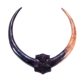 Windalf Vikings Torques THYR Thor's Hammer Odin Jewellery Viking Choker Vintage Jewellery Handmade Wood 13 cm, Fabric