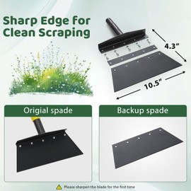 Manual Weeder, Detachable Garden Flat Shovel Scraper, 2 Spades,74 Inch Long Multifunctional Garden Cleaning Shovel, Heavy Duty Floor Scraper,Metal Weeding Scraper for Lawn Edging