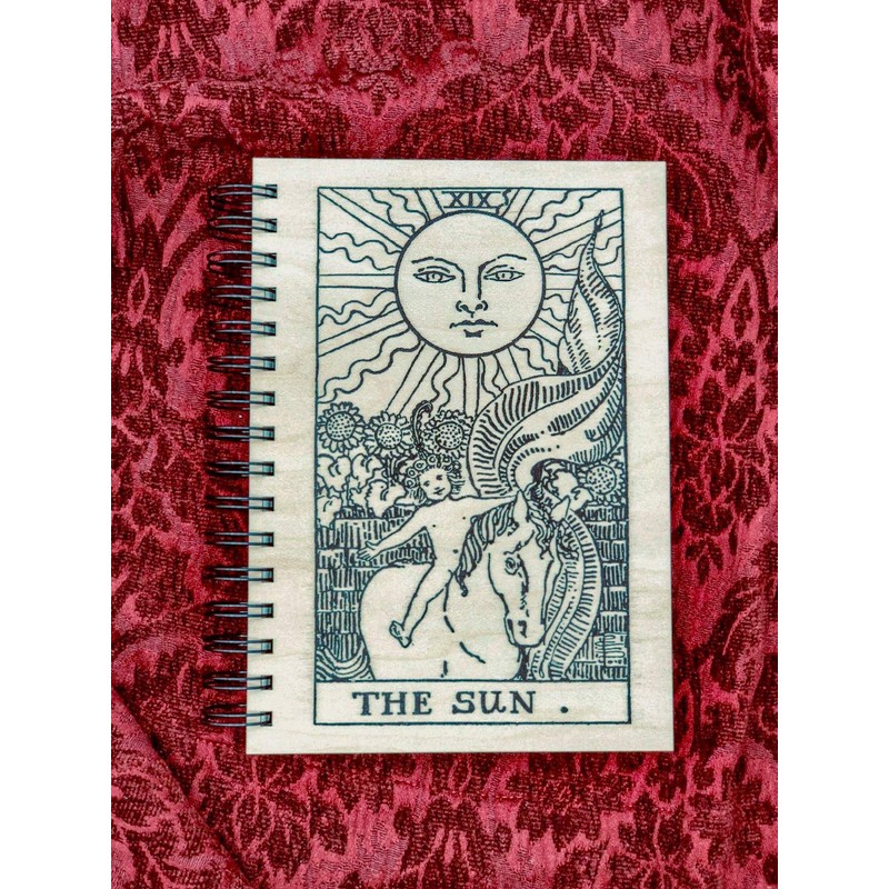 The Sun Tarot Wood Journal/Notebook - 80 sheets lined paper