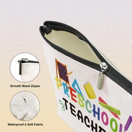 VICBOU Preschool Teacher Cosmetic Bag, Preschool Teacher Gifts, Teacher Appreciation Gifts Inspirational Thank You Gifts for Women Best Friend Coworker Graduation Birthday Office Gifts for Teacher