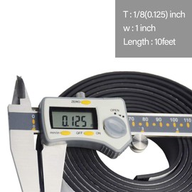 DOBTIM Self Adhesive Neoprene Solid Rubber Strips 1/8 (.125)" Thick X 1" Wide X 10'Long, Rubber Sheet for Pads Cushion Gasket