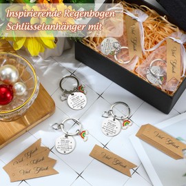 Luinabio Set of 12 Thank You Gifts, Inspirational Keychains, Good Luck Gift Tags, Organza Bags, Farewell Gifts for Colleagues, Job Change, Retirement, Farewell Gift, silver