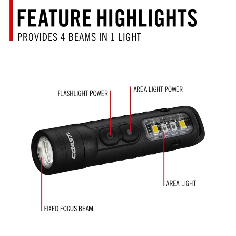 Coast KL30R 500 Lumen Rechargeable LED Pocket Flashlight with UV