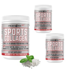 Peacock Max Keto Sports Collagen Powder, Type 1, 2, 3 Bovine, Wild Fish MCT, BCAA, B12, Electrolytes (37.26 Ounces (Pack of 3))