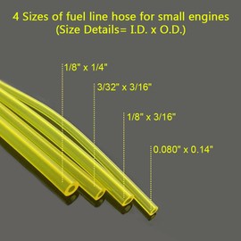 HUZTL Fuel Line Hose Kit 3/32" x 3/16" 1/8" x 3/16" 1/8" x 1/4" .080" x .140" for Poulan Craftman Chainsaw String Trimmer Blower Small Engine Fuel Hose (2 feet each)