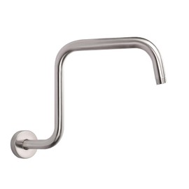 HarJue S Shaped Shower Arm, High Rise Shower Head Extension Pipe Standard 1/2" Connection with Flange, Awesome Shower Experience-Stainless Steel Bathroom Accessory(13 Inch Z-S Shape, Brushed Nickel)