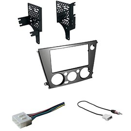 ASC Audio Car Stereo Radio Install Dash Kit, Wire Harness, and Antenna Adapter to Add A Double Din Aftermarket Radio for 2005 2006 2007 2008 2009 Subaru Legacy + Outback with Manual Climate Control