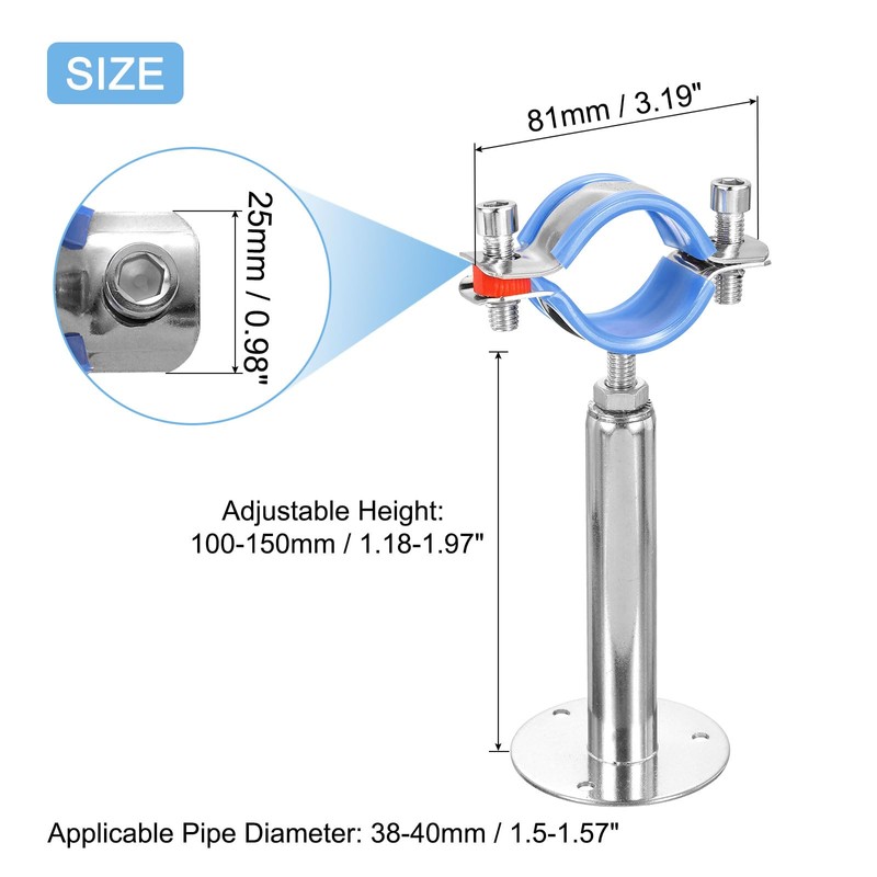 QUARKZMAN 4 pieces pipe bracket, stainless steel wall mount, ceiling