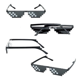Bymivofun 3 Pairs Pixel Mosaic Glasses, Pixel Sunglasses, Thug Life Sunglasses, Cool Thug Glasses for Travel, Photography, Theme Parties, Concerts, Parties, Festivals, black