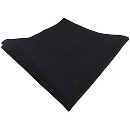 TigerTie Pocket Square Plain Black 100% Cotton Size 34 x 34 cm, black