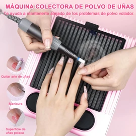 LUMOKU Colector de polvo de uñas con filtro reutilizable, extractor de polvo al vacío de 80 W para uñas, extractor de polvo de bajo ruido para uñas acrílicas de poligel, arte de uñas en casa y salón