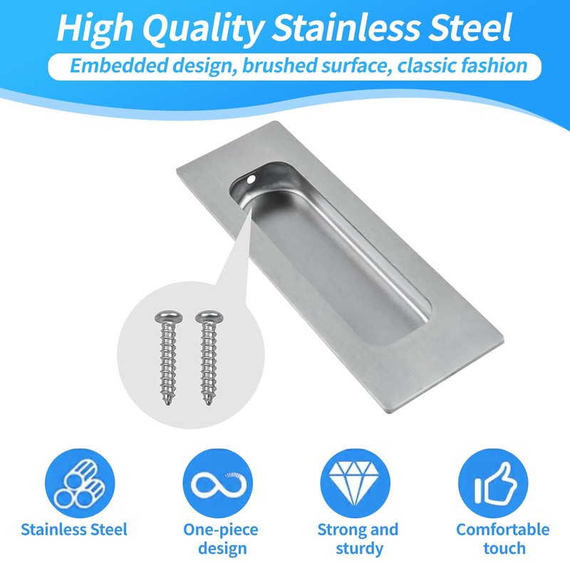 Wjelet 2 Pcs Flush Door Handles, Concealed Embedded Flush Sliding