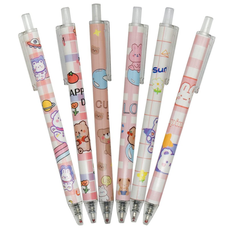 Maydahui 12PCS Cartoon Bear Rabbit Gel Pen Retractable Printing Animal