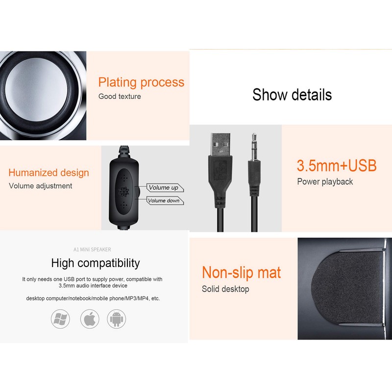 Accod Mini PC speaker Compact USB PC speaker Micro Desktop