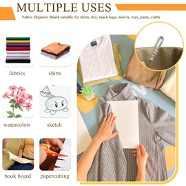 7.5 x 10.6 Inch Fabric Organizer Boards,Thickened Fabric Backing Boards Comic Book Boards and Clear U Shape Plastic Alligator Clips Fabric Board forFolding and Storing Cloth Straight
