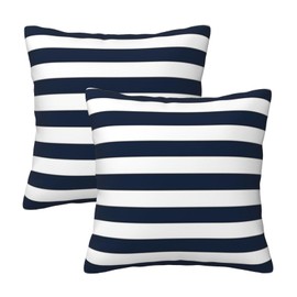 Navy Blue and White Stripe Throw Pillow Covers 20x20 in Farmhouse Pillow Case Soft Outdoor Cushion Covers Set of 2 for Sofa Bed Bedroom Car Chair Living Room Home Decorative
