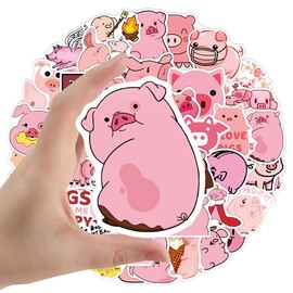 50 Cute Pink Pig Stickers VSCO Aesthetic Waterproof Vinyl Water Bottle Laptop Girls Trendy Scrapbook Stickers Luggage
