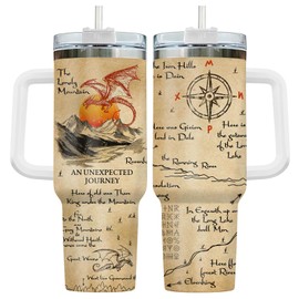 34HD Literature Tumbler with Handle & Straw, 40 oz Double Wall Vacuum Insulated Fantasy Book Mug with Lid, Bookworm Gifts for Women, Bookish Items for Book Lovers