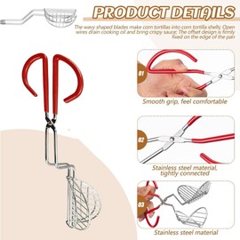 4Pcs Taco Shell Maker with Taco Holder Set, Good Grip Taco Press Mold for Homemade Frying and 3 pieces Taco Holder Stand Taco Rack Truck Tray Style