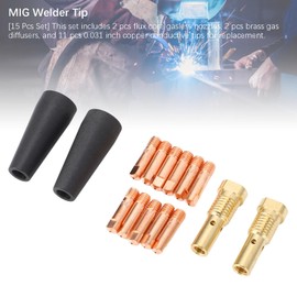 15 Pcs Set Flux Core Gasless Nozzle Tips Kit, for Century FC90 80GL, Forney Easy Weld 261, 308, 306 Flux Cored Wire MIG Welders, Ti Easy Flux 125 (Gasless) Welders