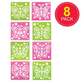 Baker Ross FE151 Butterfly Stencils - Pack of 8, Plastic Stencils for Children, Art Set for Kids to Create and Design Themed Books, Cards and Pictures