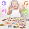 OundarM 4 Pack Wooden Peg Puzzles Board Montessori Toys for