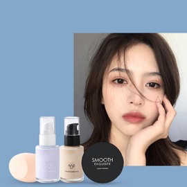 Loose Powder Set BB Cream Foundation Loose Powder Beauty Egg Moisturizing Full Coverage Concealer for Makeup Purple