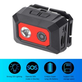 Action Camera Night Vision Head Mounted 1080P HD Sports Camera, Wearable Video Camera Webcam with Led Headlamp and SOS Mode, Up to 32GB, Camcorder for Outdoor Extreme Sports Travel Camera