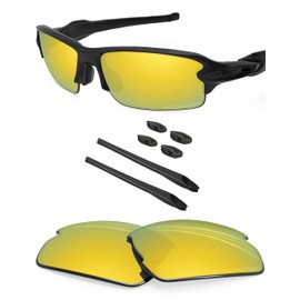 BLAZERBUCK Polarized Replacement Lenses & Sock Kit for Oakley Flak 2.0 OO9295-24K Gold