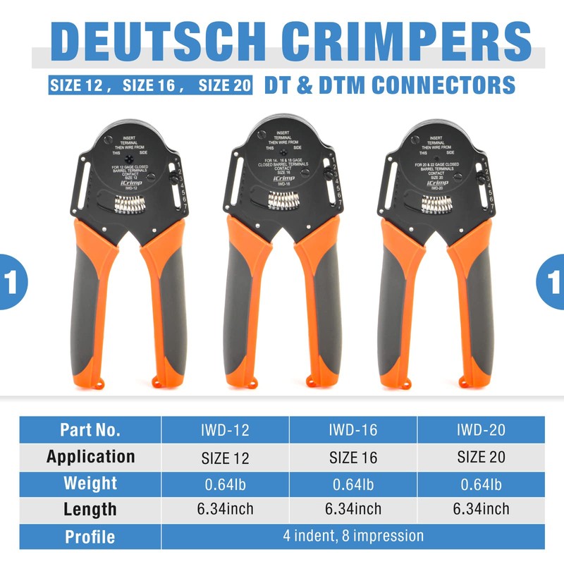 iCrimp Deutsch Terminal Crimp Tool Kit, Close Barrel and Open
