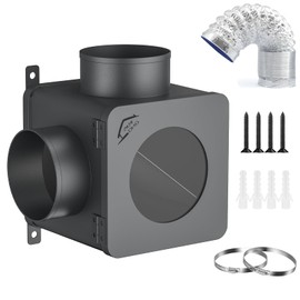 CASADHG Dryer Lint Trap,90-degree Indoor Dryer Vent Lint Trap with 4inch Dryer Vent Hose,2 Clamps,Lint Catcher for Dryers-Dryer Vent Box (Metal)