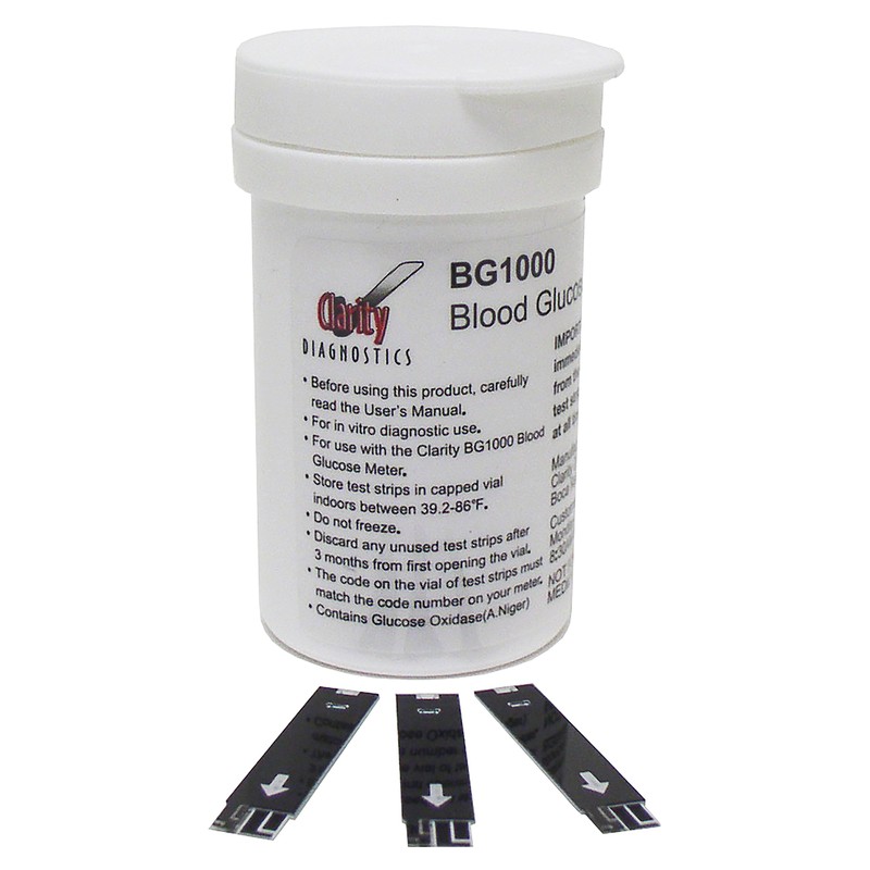Clarity BG1000 Blood Glucose Testing Strips - 50 Strips