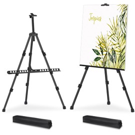 PUJIANG Art Easel Stand for Sign and Painting - Metal Portable Adjustable Painting Easels for Display - Canvas Stand for Tabletop Floor Drawing for Adults Kids Artist, 2 Pack Black