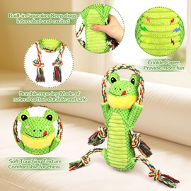 Letsmeet Dog Squeak Toys Plush Dog Toy with Crinkle Paper and Ropes - Small Puppy Toys Interactive Dog Toys for Small, Medium, Large Dogs