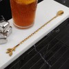 AnSaw Gold 10-Inch Stainless Steel Cocktail Spoon with Leaf Handle