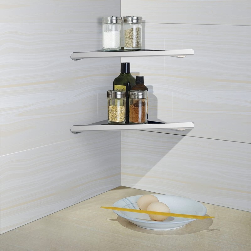 2 Pcs 304 Stainless Steel Corner Shelf with Screws, Triangle